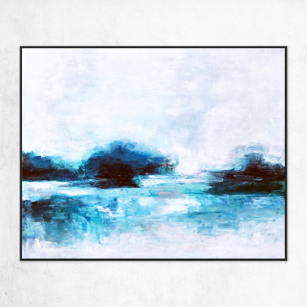 Embodying Tranquility in Modern Abstract Original Painting in Acrylic, Large Canvas Wall Art of Seascape | A Lake