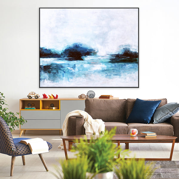 Embodying Tranquility in Modern Abstract Original Painting in Acrylic, Large Canvas Wall Art of Seascape | A Lake