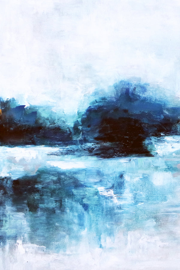 Embodying Tranquility in Modern Abstract Original Painting in Acrylic, Large Canvas Wall Art of Seascape | A Lake