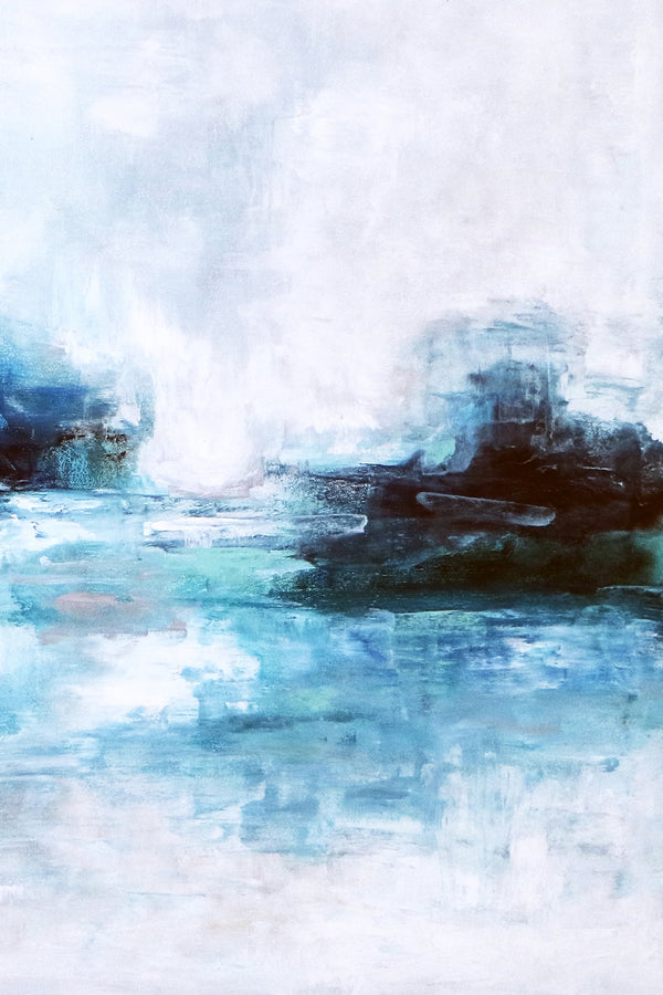 Embodying Tranquility in Modern Abstract Original Painting in Acrylic, Large Canvas Wall Art of Seascape | A Lake