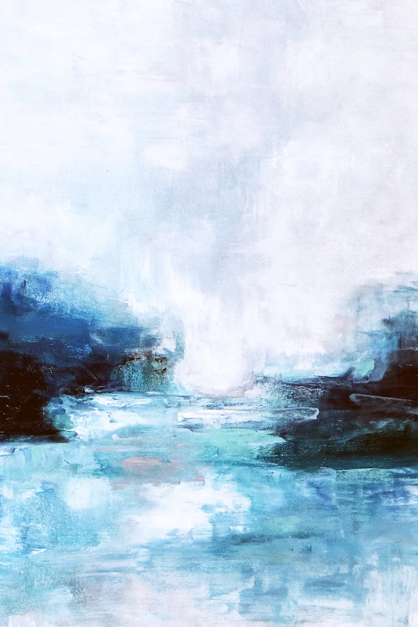 Embodying Tranquility in Modern Abstract Original Painting in Acrylic, Large Canvas Wall Art of Seascape | A Lake