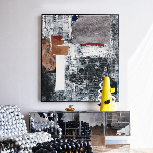 Mixed Media Original Large Painting, Modern Canvas Wall Art Reflecting Emotional Intensity | Abstract emotion (48"x54")