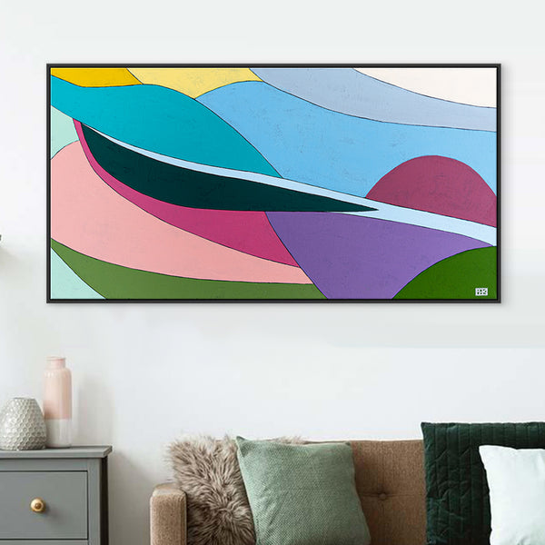 Minimalist Original Abstract Acrylic Painting Capturing the Essence of Wind, Large Modern Canvas Wall Art | Aella (40"x20")