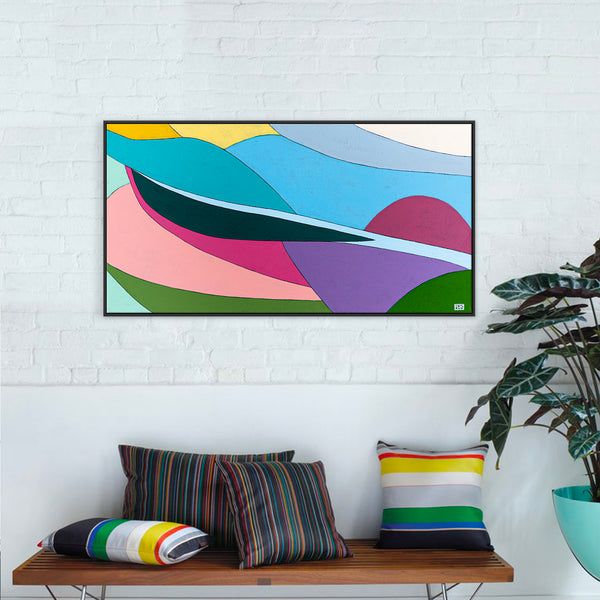Minimalist Original Abstract Acrylic Painting Capturing the Essence of Wind, Large Modern Canvas Wall Art | Aella (40"x20")