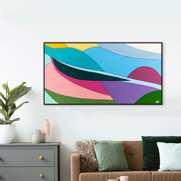 Minimalist Original Abstract Acrylic Painting Capturing the Essence of Wind, Large Modern Canvas Wall Art | Aella (40"x20")