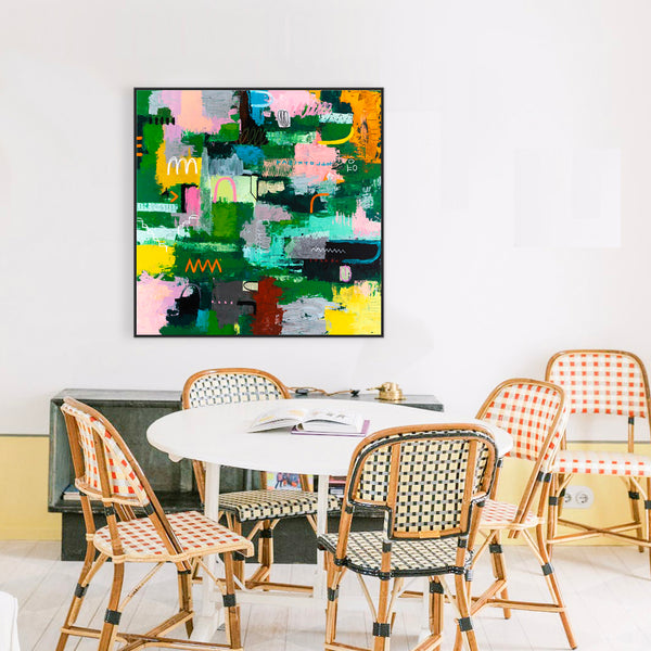 Vibrant Abstract Expressionism Painting in a Bold, Unstoppable Modern Canvas Wall Art | Aemulatio (46"x46")