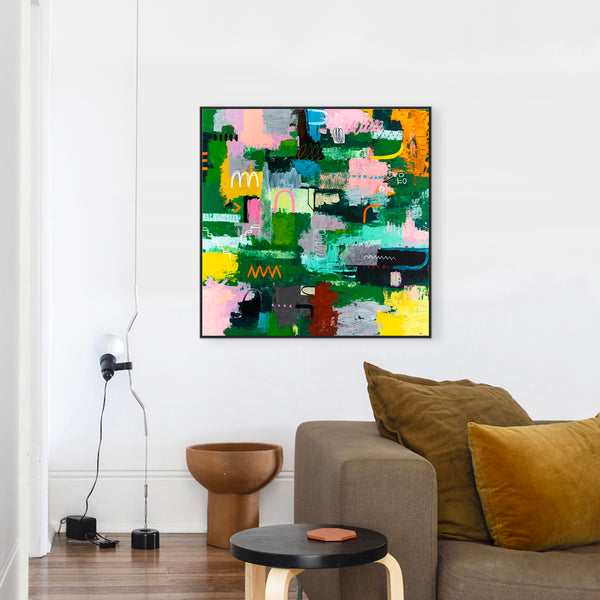 Vibrant Abstract Expressionism Painting in a Bold, Unstoppable Modern Canvas Wall Art | Aemulatio (46"x46")