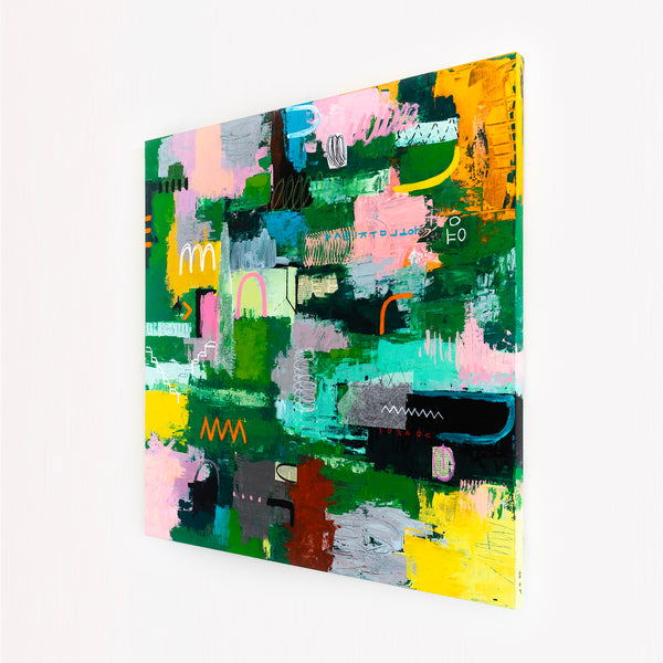 Vibrant Abstract Expressionism Painting in a Bold, Unstoppable Modern Canvas Wall Art | Aemulatio (46"x46")