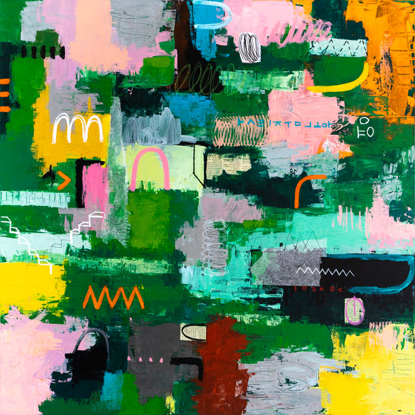 Vibrant Abstract Expressionism Painting in a Bold, Unstoppable Modern Canvas Wall Art | Aemulatio (46"x46")