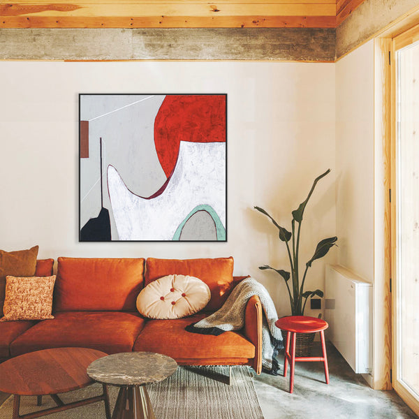 Calmness in Red Abstract Acrylic Painting, Original Modern Canvas Wall Art | A forehead and notions (Square Ver.)