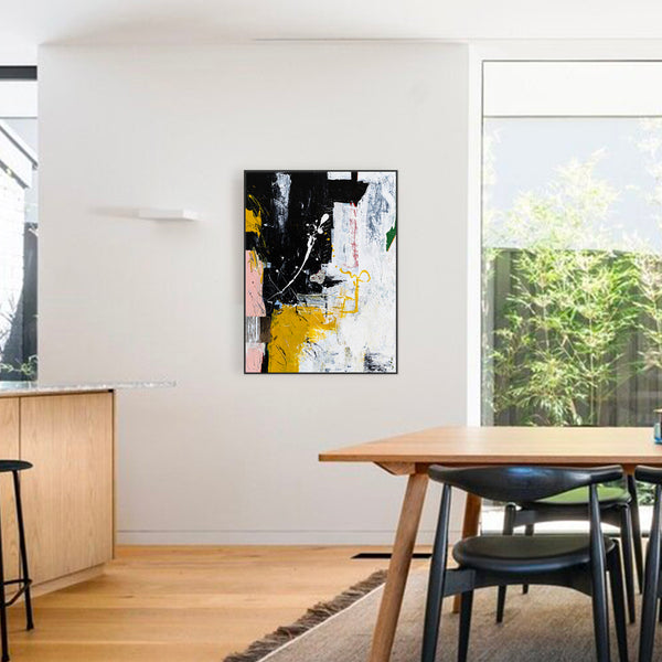 Modern Contemporary Original Abstract Painting, Black and White Acrylic & Mixed Media | After (30"x40")
