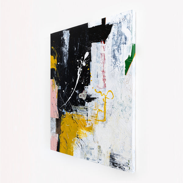 Modern Contemporary Original Abstract Painting, Black and White Acrylic & Mixed Media | After (30"x40")