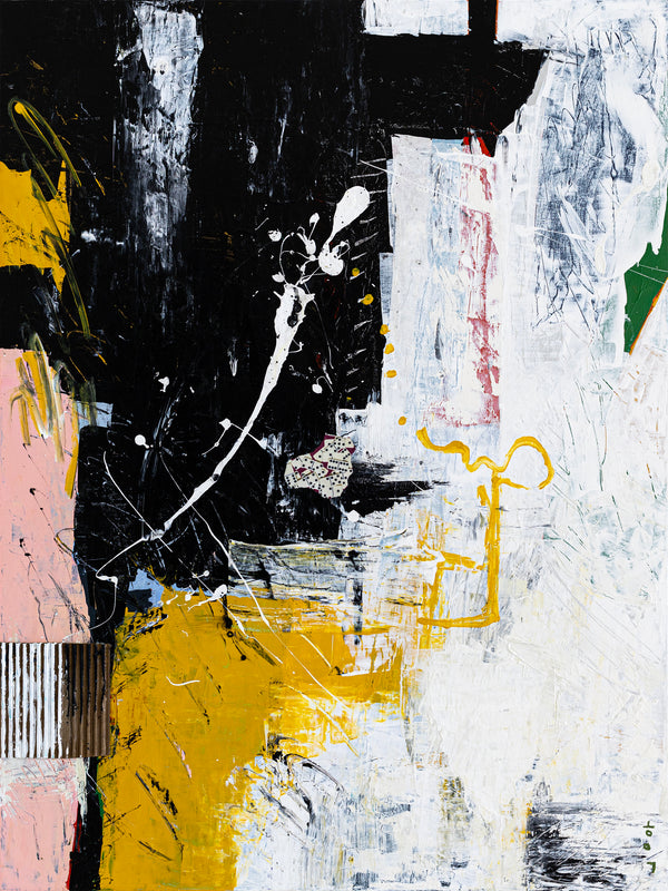 Modern Contemporary Original Abstract Painting, Black and White Acrylic & Mixed Media | After (30"x40")