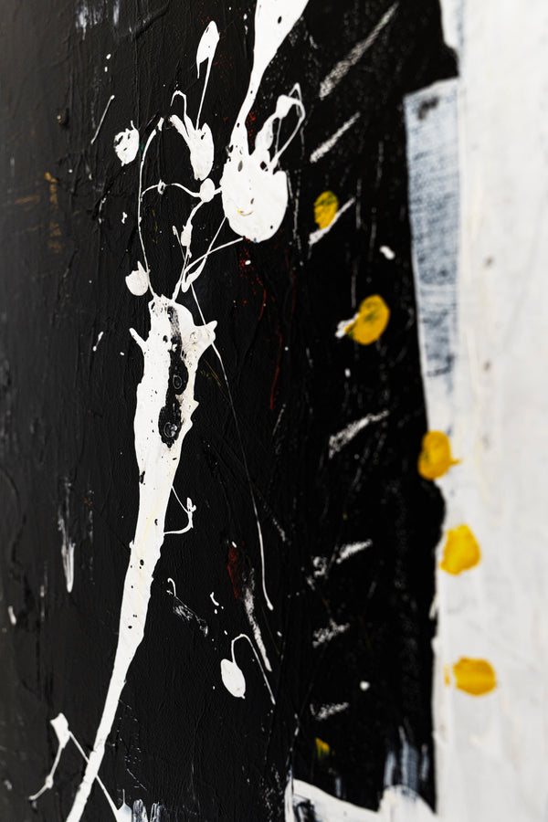 Modern Contemporary Original Abstract Painting, Black and White Acrylic & Mixed Media | After (30"x40")