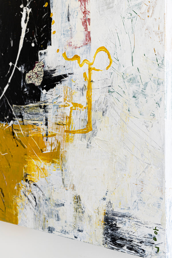 Modern Contemporary Original Abstract Painting, Black and White Acrylic & Mixed Media | After (30"x40")