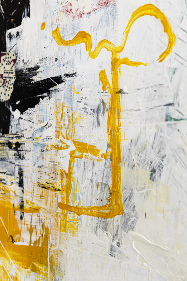 Modern Contemporary Original Abstract Painting, Black and White Acrylic & Mixed Media | After (30"x40")