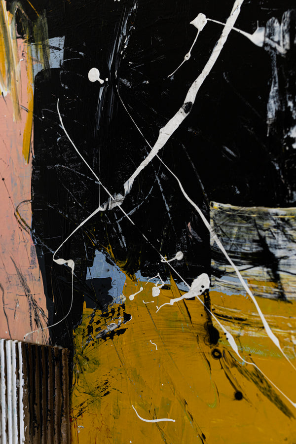 Modern Contemporary Original Abstract Painting, Black and White Acrylic & Mixed Media | After (30"x40")