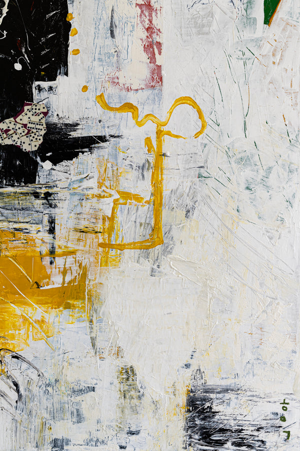 Modern Contemporary Original Abstract Painting, Black and White Acrylic & Mixed Media | After (30"x40")