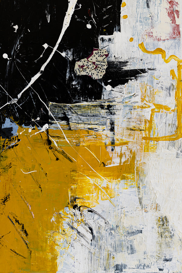 Modern Contemporary Original Abstract Painting, Black and White Acrylic & Mixed Media | After (30"x40")