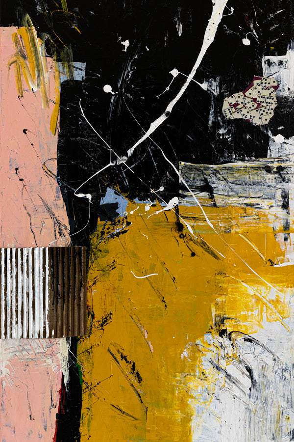 Modern Contemporary Original Abstract Painting, Black and White Acrylic & Mixed Media | After (30"x40")