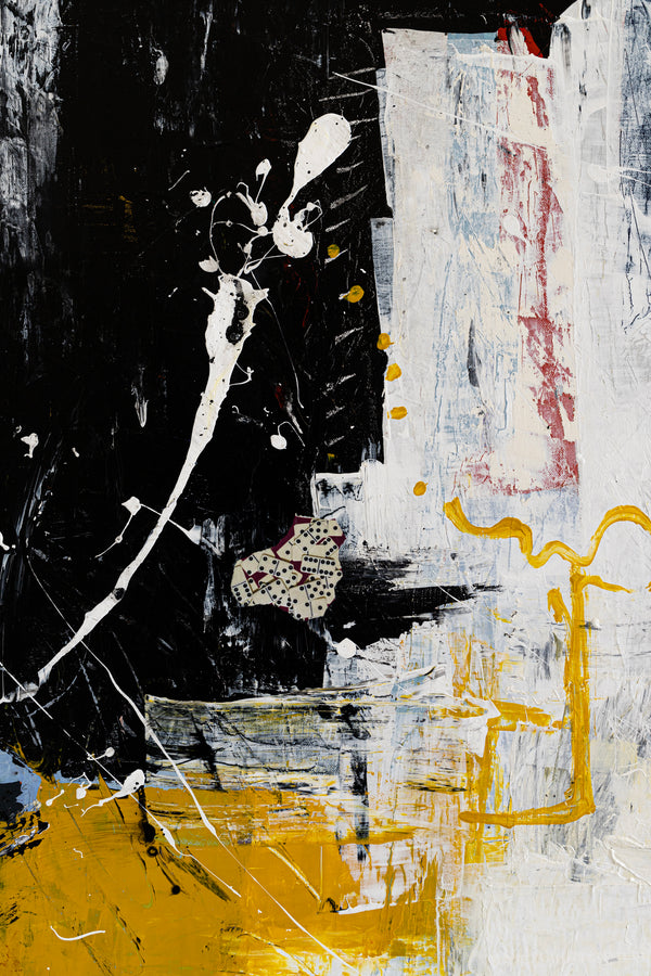 Modern Contemporary Original Abstract Painting, Black and White Acrylic & Mixed Media | After (30"x40")