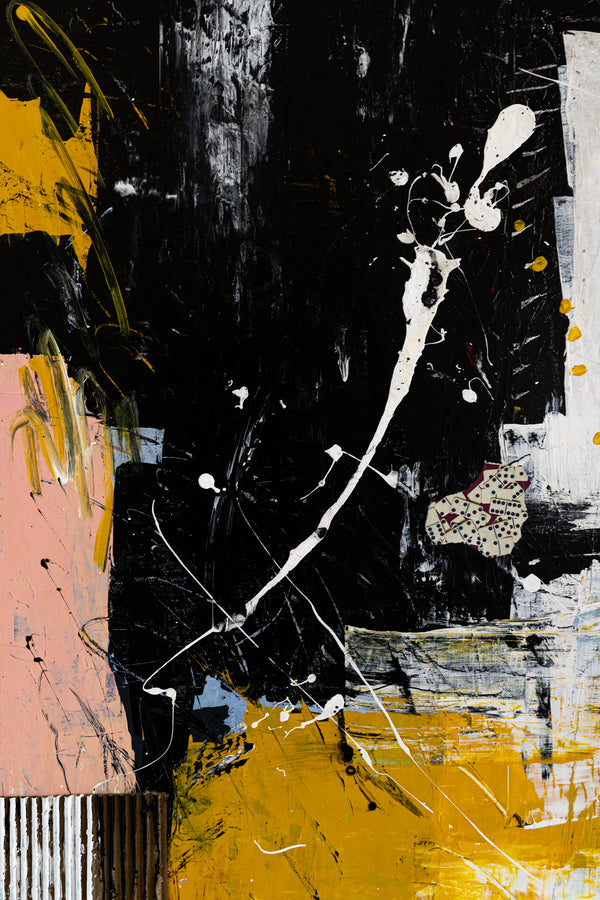 Modern Contemporary Original Abstract Painting, Black and White Acrylic & Mixed Media | After (30"x40")