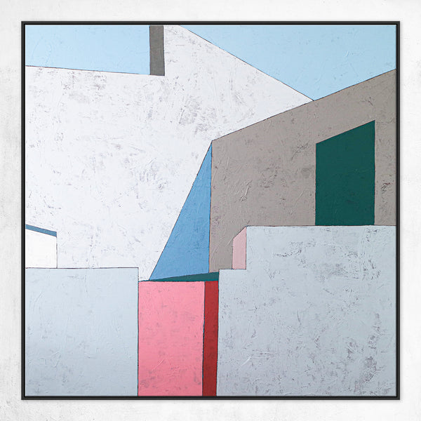 Minimalist Geometric Abstract Painting in Acrylic, Original modern Contemporary Canvas Wall Art | Afternoon 3 p.m
