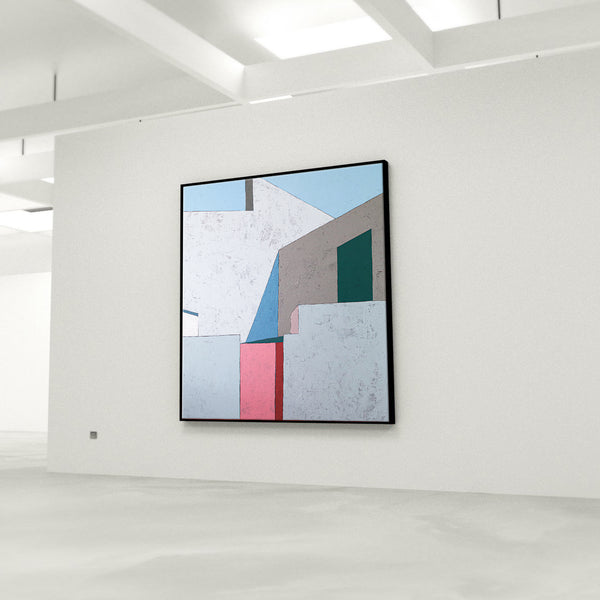 Minimalist Geometric Abstract Painting in Acrylic, Original modern Contemporary Canvas Wall Art | Afternoon 3 p.m