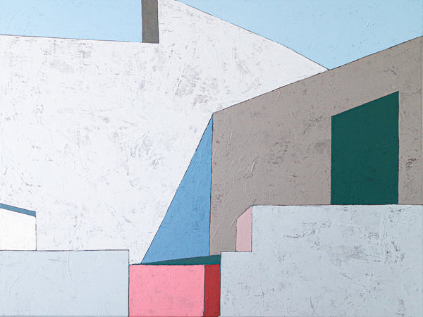 Minimalistic and Modern Geometric Abstract Painting, Original Canvas Wall Art | Afternoon 3 p.m. (Horizontal Ver.)