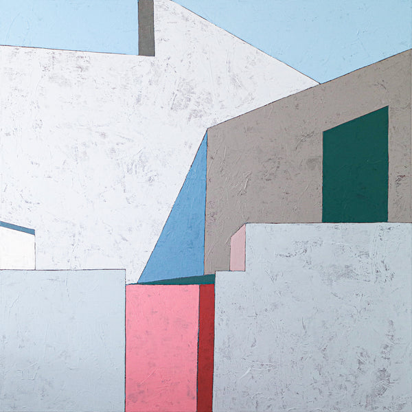 Minimalist Geometric Abstract Painting in Acrylic, Original modern Contemporary Canvas Wall Art | Afternoon 3 p.m