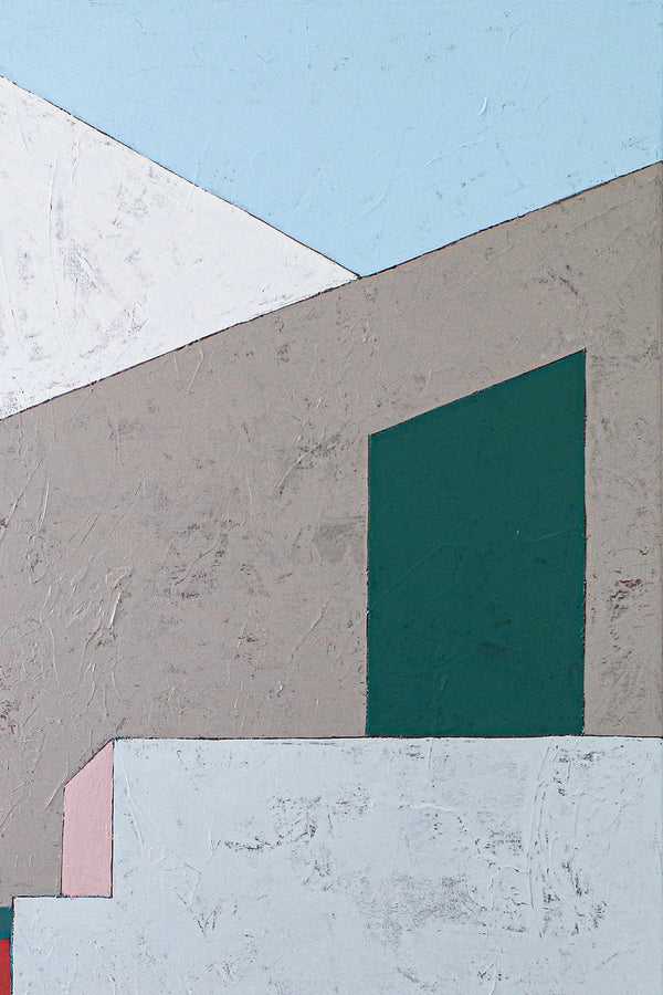 Minimalistic and Modern Geometric Abstract Painting, Original Canvas Wall Art | Afternoon 3 p.m. (Horizontal Ver.)