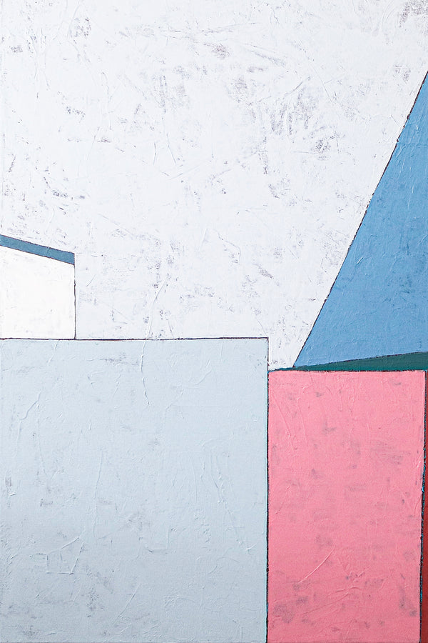 Minimalistic and Modern Geometric Abstract Painting, Original Canvas Wall Art | Afternoon 3 p.m. (Horizontal Ver.)