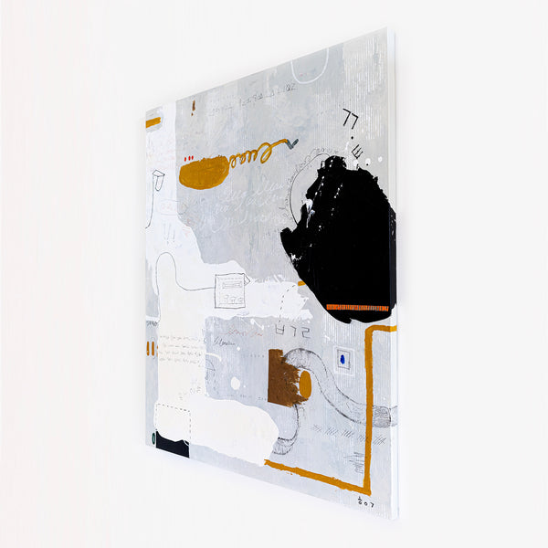 Extra Large Original Modern Abstract Expressionism Painting, Black & White Canvas Wall Art | A grey thought (48"x60")