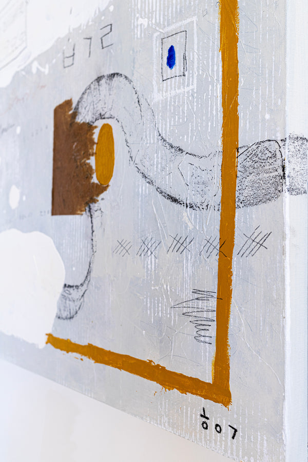 Extra Large Original Modern Abstract Expressionism Painting, Black & White Canvas Wall Art | A grey thought (48"x60")