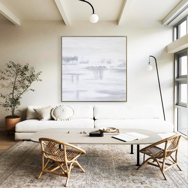Minimalist Original Abstract White Painting, Large Modern Canvas Wall Art Inspired by Nature | White Abstract I