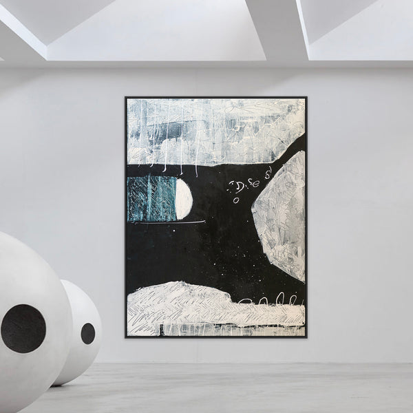 Black and White Abstract Original Painting in Ethereal Summer Nights, Canvas Wall Art | A midsummer night's dream