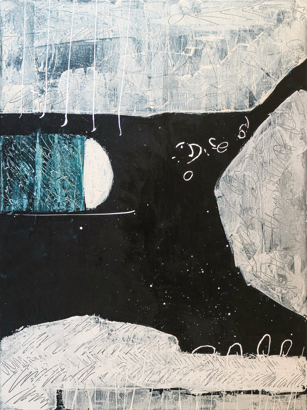 Black and White Abstract Original Painting in Ethereal Summer Nights, Canvas Wall Art | A midsummer night's dream