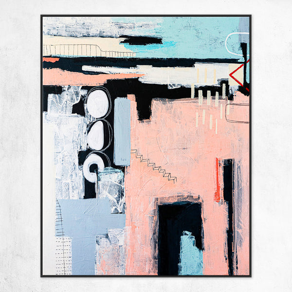 Bold Abstract Modern Painting, Bold Touches Blurring Lines Canvas Wall Art | Archive of longings (Vertical Ver.)