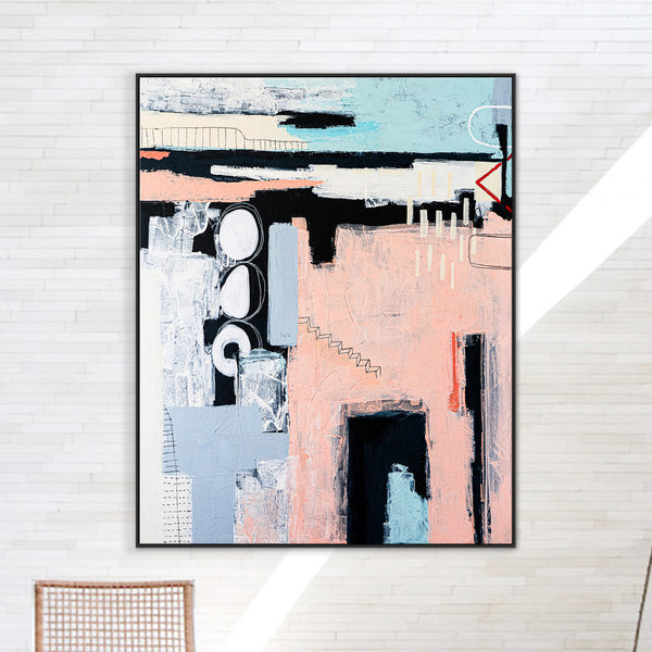 Bold Abstract Modern Painting, Bold Touches Blurring Lines Canvas Wall Art | Archive of longings (Vertical Ver.)