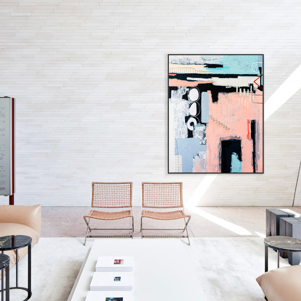 Bold Abstract Modern Painting, Bold Touches Blurring Lines Canvas Wall Art | Archive of longings (Vertical Ver.)