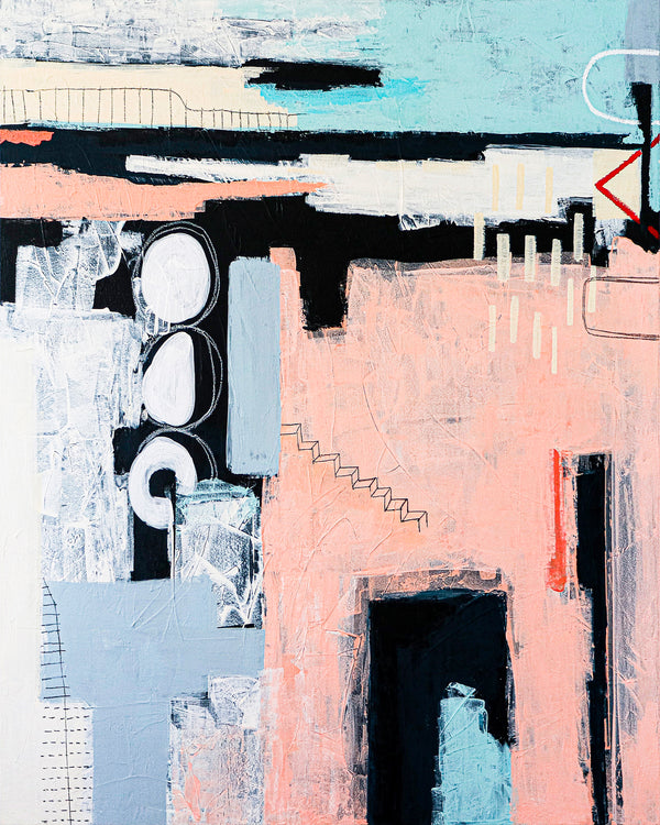 Bold Abstract Modern Painting, Bold Touches Blurring Lines Canvas Wall Art | Archive of longings (Vertical Ver.)