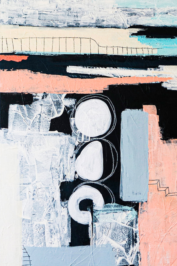 Bold Abstract Modern Painting, Bold Touches Blurring Lines Canvas Wall Art | Archive of longings (Vertical Ver.)