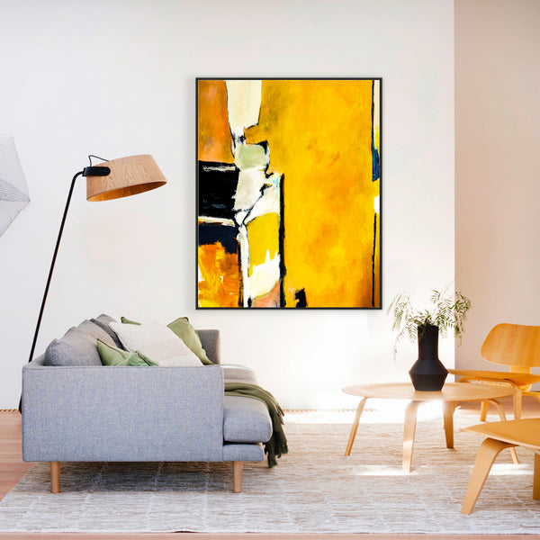 Vibrant Interplay of Yellow in Original Abstract Painting, Large Acrylic Modern Canvas Wall Art | As it stands