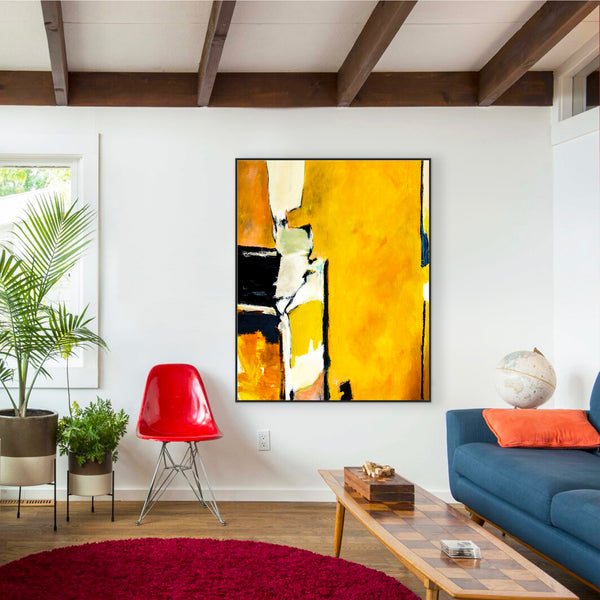 Vibrant Interplay of Yellow in Original Abstract Painting, Large Acrylic Modern Canvas Wall Art | As it stands