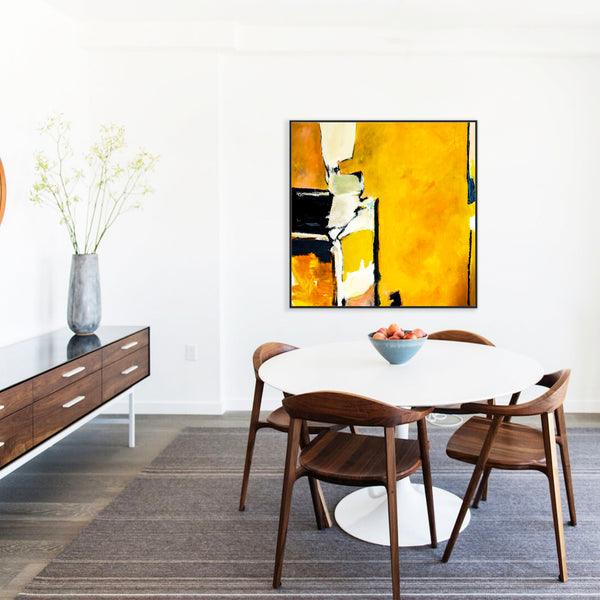 Vibrant Yellow in Original Abstract Painting, Large Acrylic Modern Canvas Wall Art | As it stands (Square Ver.)