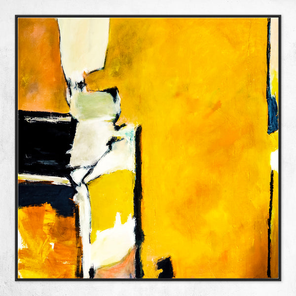 Vibrant Yellow in Original Abstract Painting, Large Acrylic Modern Canvas Wall Art | As it stands (Square Ver.)