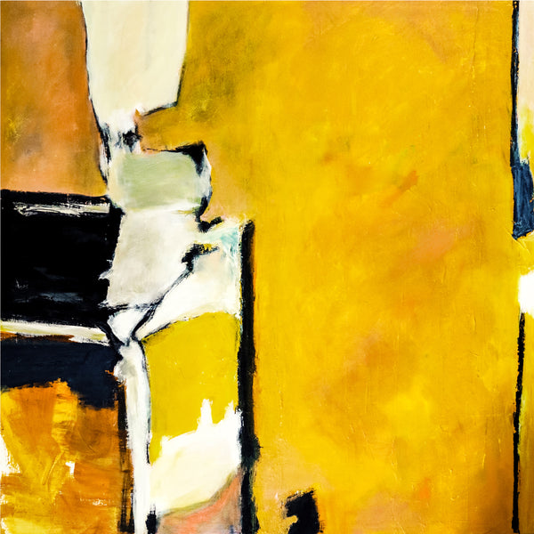 Vibrant Yellow in Original Abstract Painting, Large Acrylic Modern Canvas Wall Art | As it stands (Square Ver.)