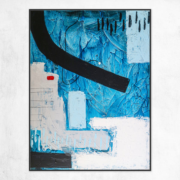 Blue-Themed Abstract Original Acrylic Painting, Large Modern Canvas Wall Art for Mysterious Oceanic City | Atlantis