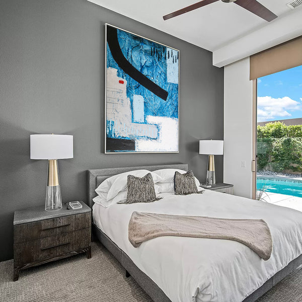 Blue-Themed Abstract Original Acrylic Painting, Large Modern Canvas Wall Art for Mysterious Oceanic City | Atlantis