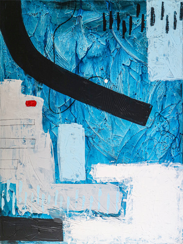 Blue-Themed Abstract Original Acrylic Painting, Large Modern Canvas Wall Art for Mysterious Oceanic City | Atlantis